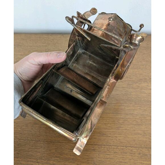 Vintage Copper Tin Metal Car Retro Music Box Sankyo Hong Kong "King Of The Road" - Picture 6 of 12